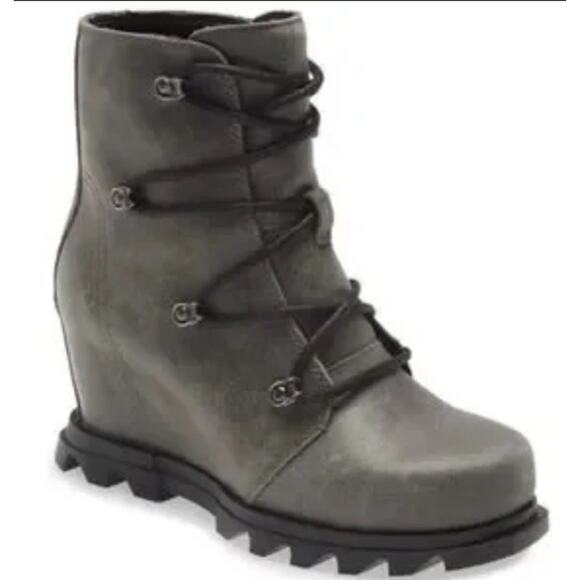 NEW Sorel Joan Of Arctic Wedge III Lace Boots •Women 6.5• Quarry Grey waterproof - Picture 1 of 12